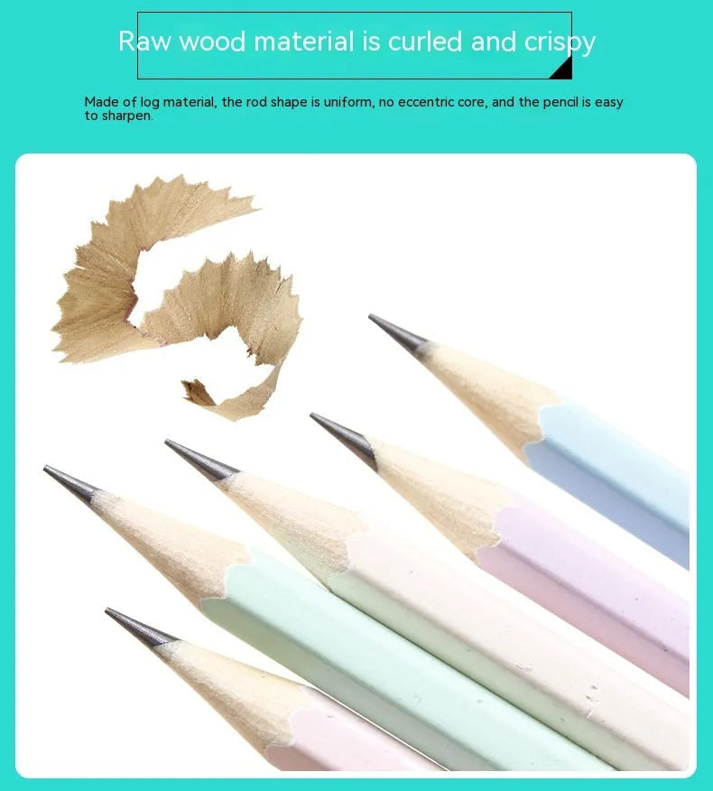 Basswood hexagonal thermal transfer pencil with HB graphite refill showing six-angle design