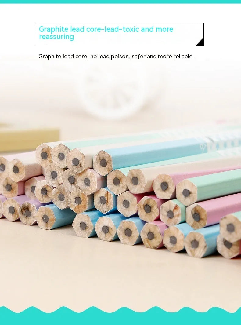 Basswood hexagonal thermal transfer pencil with HB graphite refill showing six-angle design