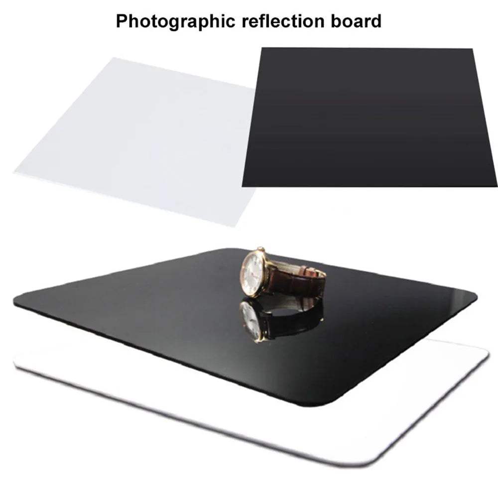 Black and white acrylic shooting reflection board photography background in three square sizes