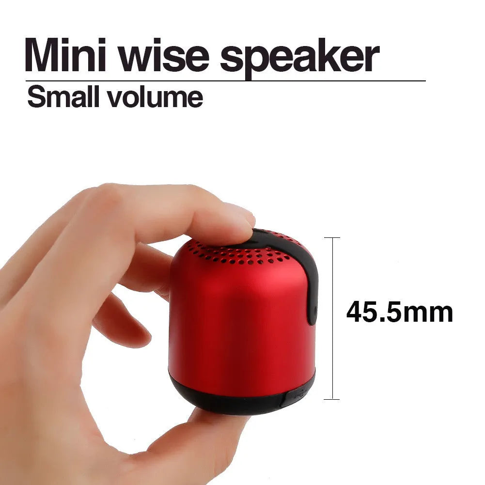 Compact cylindrical Hieha XQ11 portable Bluetooth speaker in metal casing showing colour options.