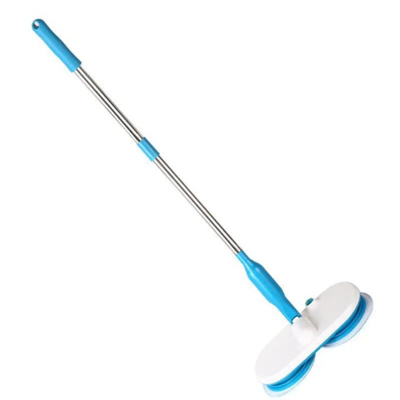Wireless handheld electric floor mop with USB charging port and set of microfiber, polishing, and scrubbing pads.