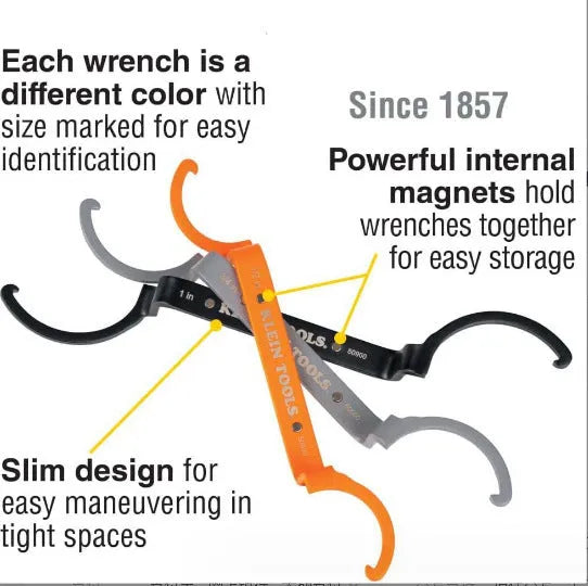 Orange, grey, and black magnetic suction locking wrenches from the H251 three-piece set laid out on a surface.