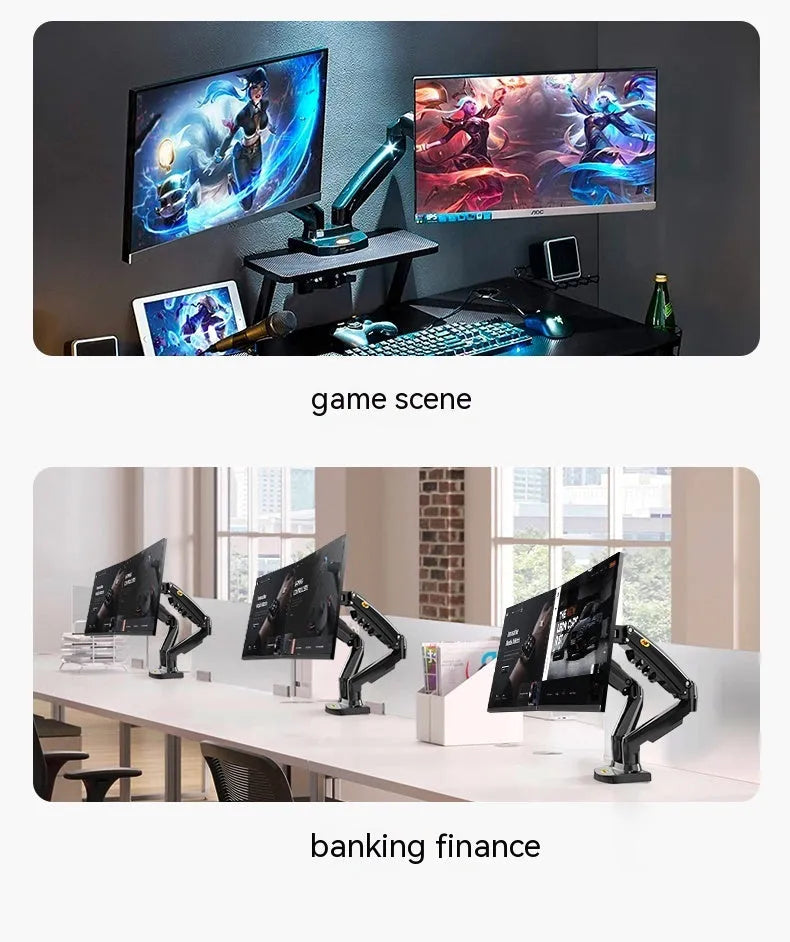 Dual screen monitor bracket with lifting mechanism for height adjustment