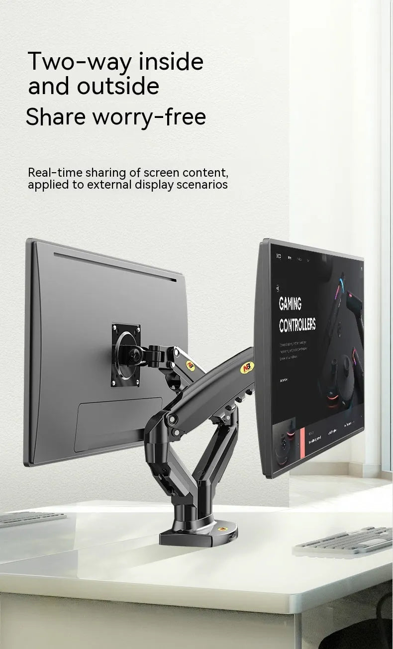 Dual screen monitor bracket with lifting mechanism for height adjustment
