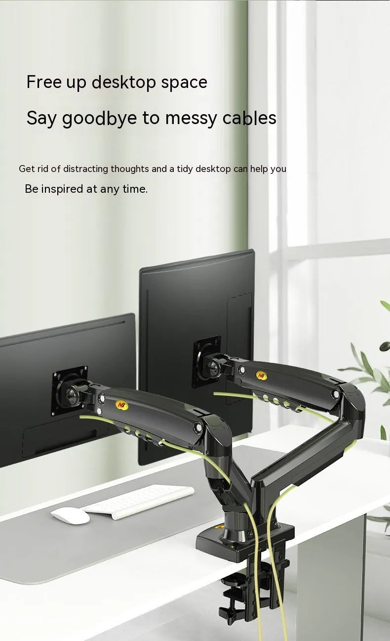 Dual screen monitor bracket with lifting mechanism for height adjustment