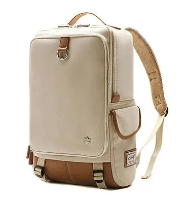 Modern Korean design Oxford cloth men's backpack in army green colour showing large capacity.