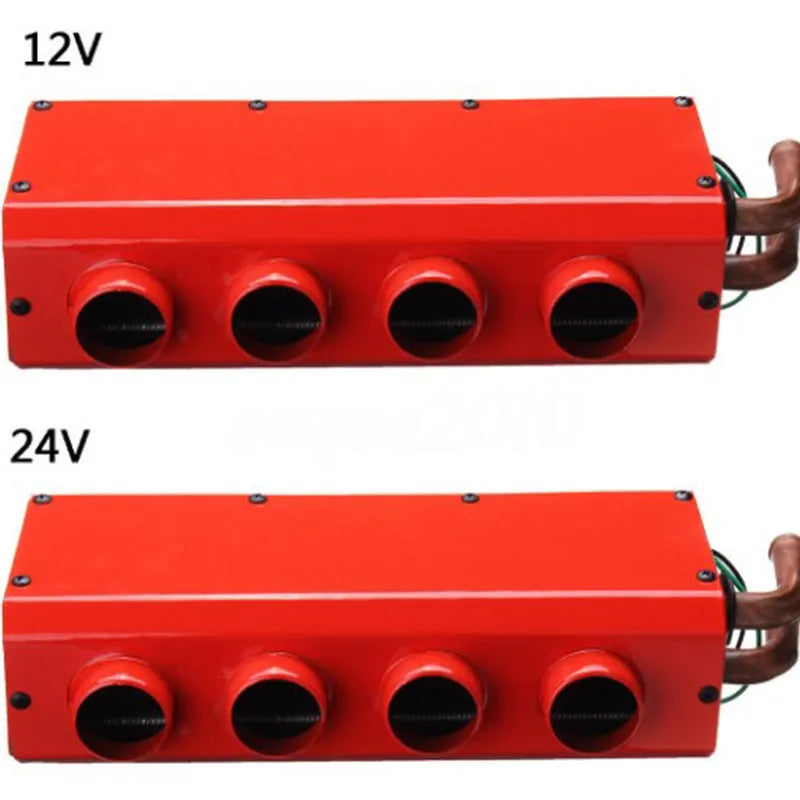 Long small metal car heater with four-hole copper pipe core for 12V 24V vehicles