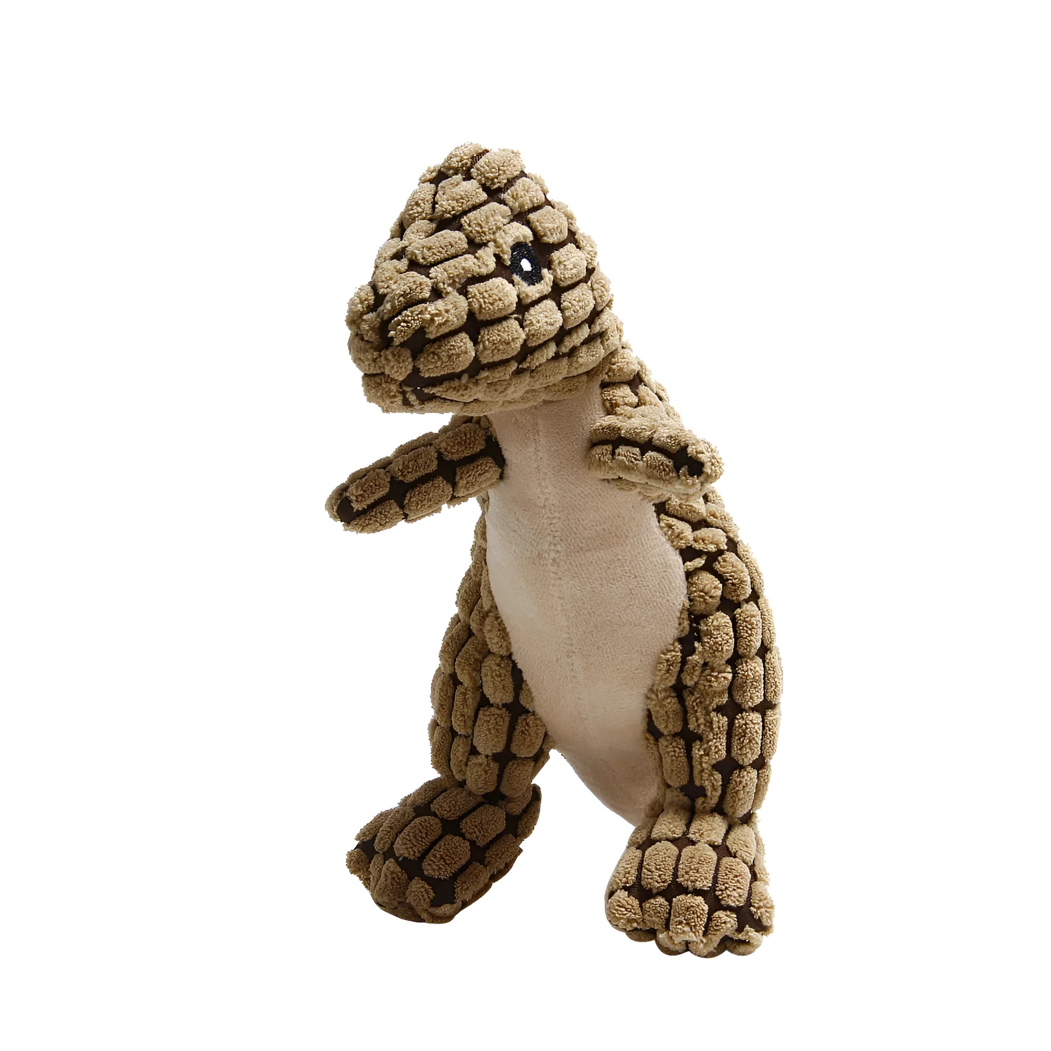 Interactive dog toy with sound features for bite-resistant chewing, available in grey, green, or orange colours.