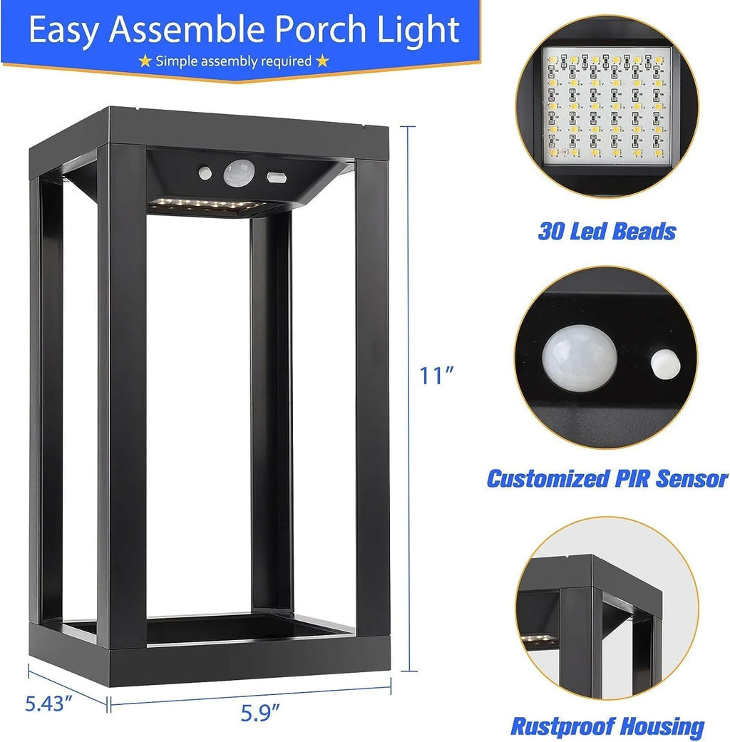 Modern Chinese outdoor wall lamp with solar panel and IP65 waterproof rating for garden installation