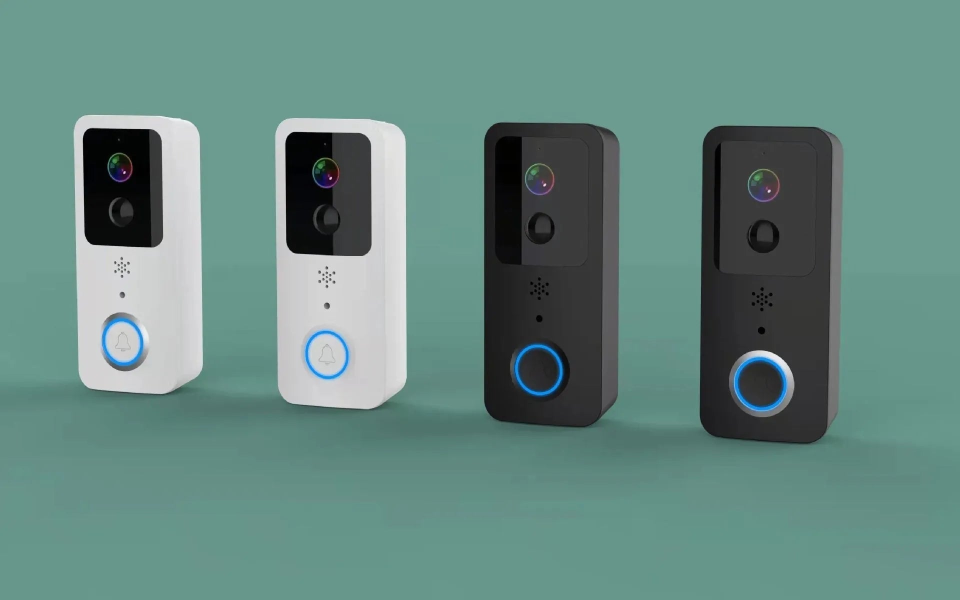 Smart home waterproof HD visual doorbell with intercom on a white or black doodle board mount.