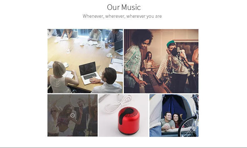 Compact cylindrical Hieha XQ11 portable Bluetooth speaker in metal casing showing colour options.
