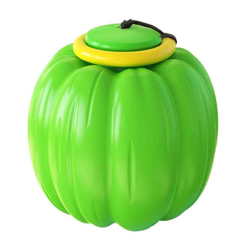 Green, orange and yellow 68mm plastic squeaker dog chew ball toy for small dogs