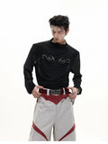 Men's black slim fit long sleeve top made from niche mesh ice-feel fabric.