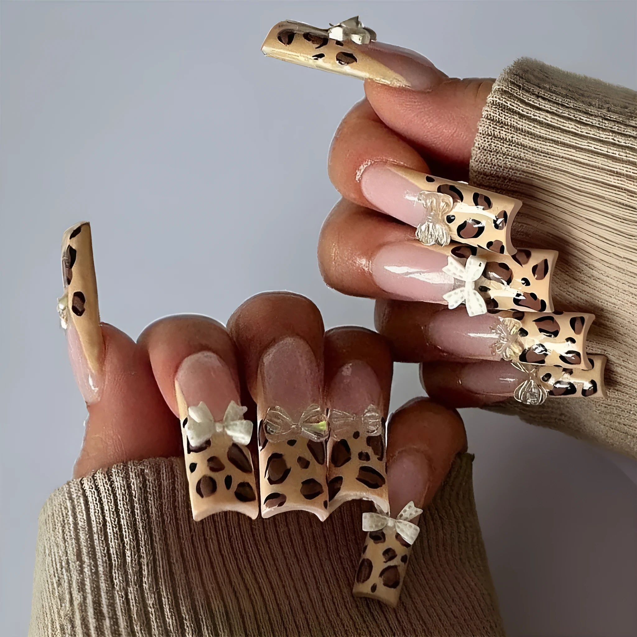 Leopard print butterfly nail art decorations set in WM296 colour for manicures