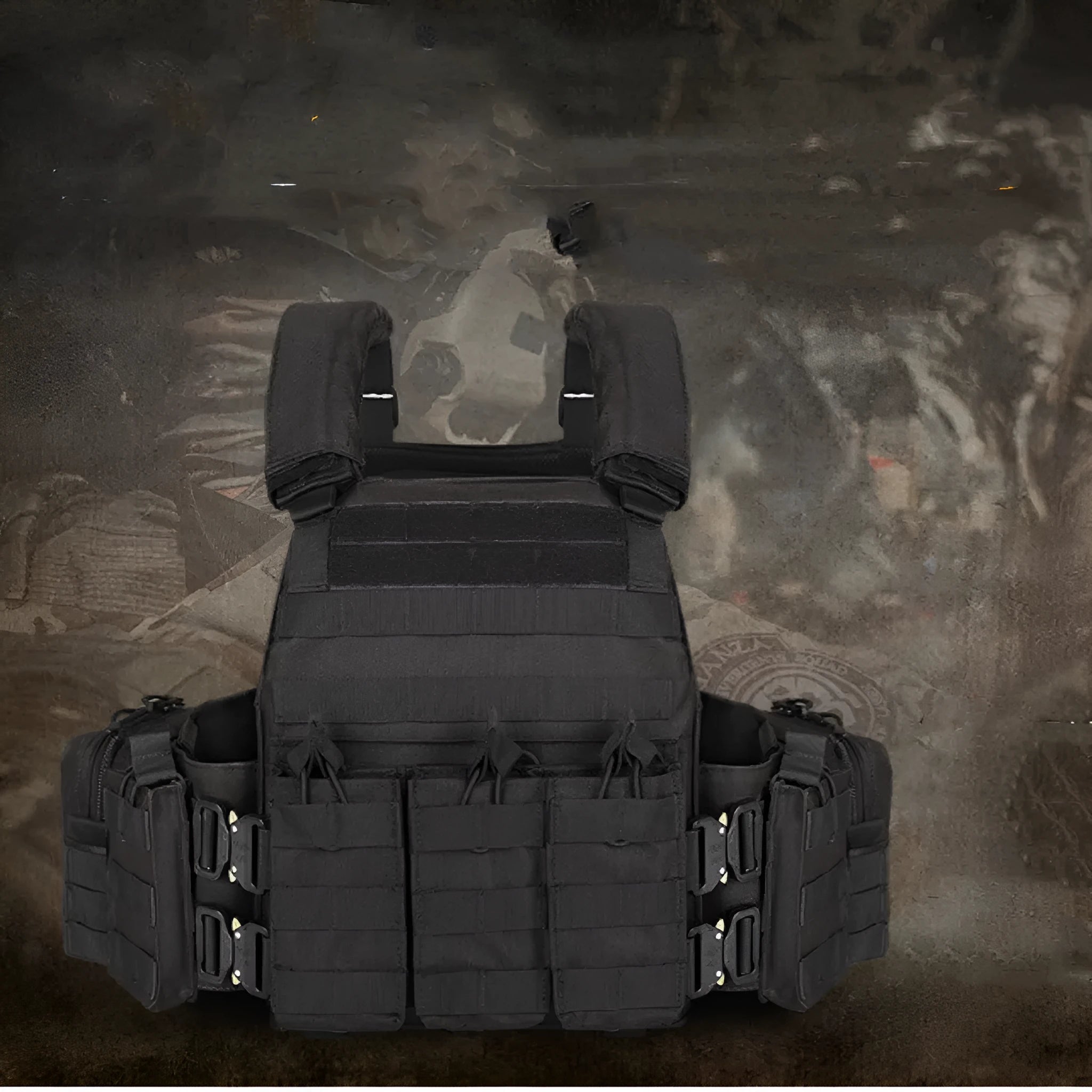 Camouflage tactical vest in polyester fabric for outdoor training wear