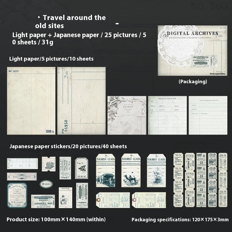 Retro double-layer English letter notebook with decorative card in one of six colour theme options.