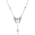S925 sterling silver adjustable clavicle chain with a heart and butterfly pendant.