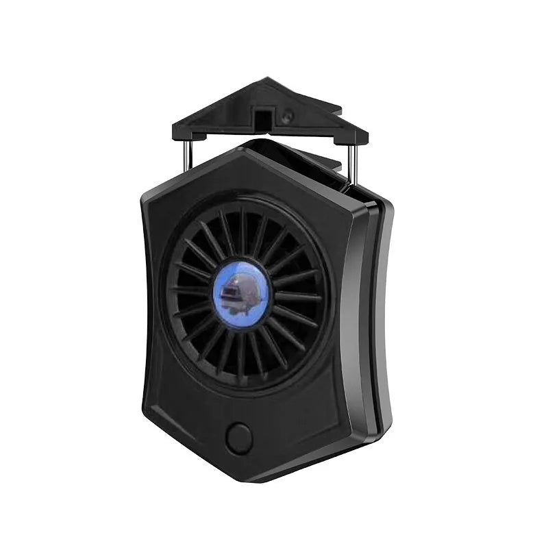 Black and white mobile phone radiator cooling fan with USB connector for gaming devices