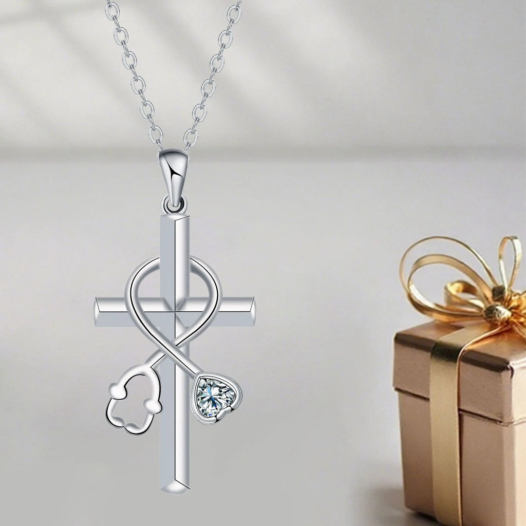 Women's copper cross stethoscope necklace with electroplated finish and original design