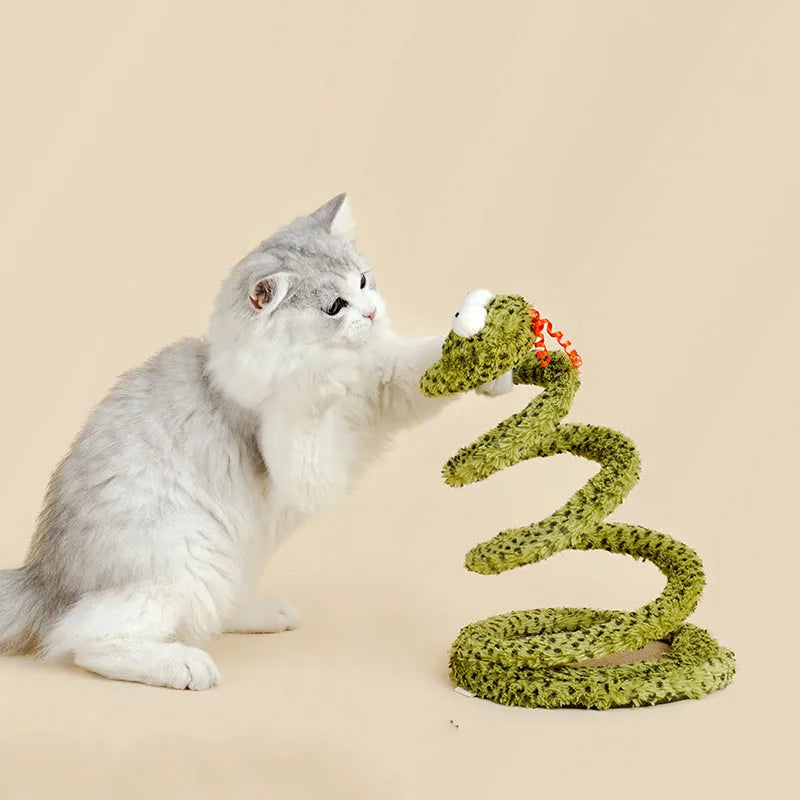 Green cat teasing stick with colourful feathers on 140cm pole for interactive cat play