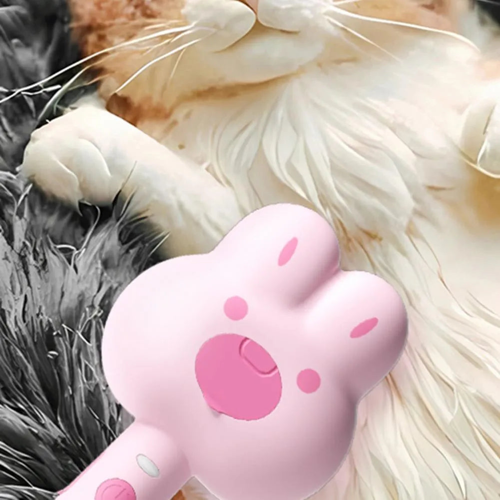 Rechargeable cat steam grooming brush with cartoon design in green colour