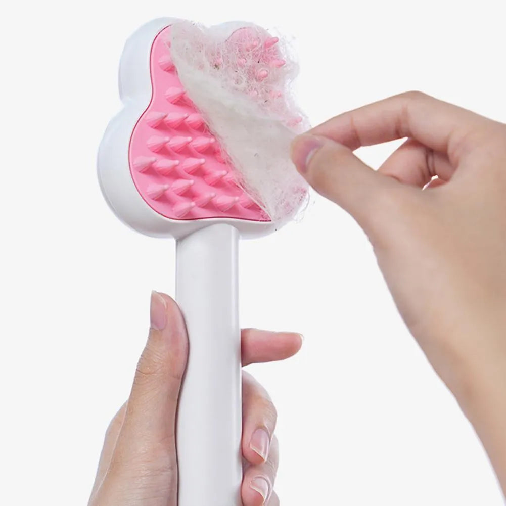 Rechargeable cat steam grooming brush with cartoon design in green colour