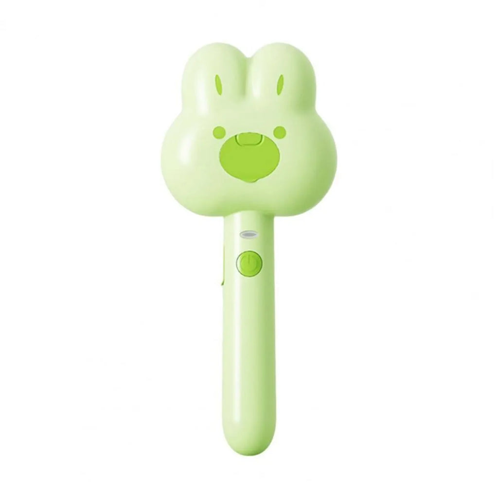 Rechargeable cat steam grooming brush with cartoon design in green colour