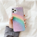 Rainbow gradient tpu protective phone case with striped design for Apple iPhone