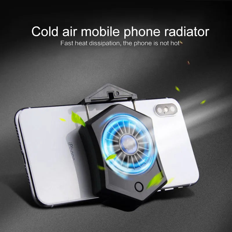 Black and white mobile phone radiator cooling fan with USB connector for gaming devices
