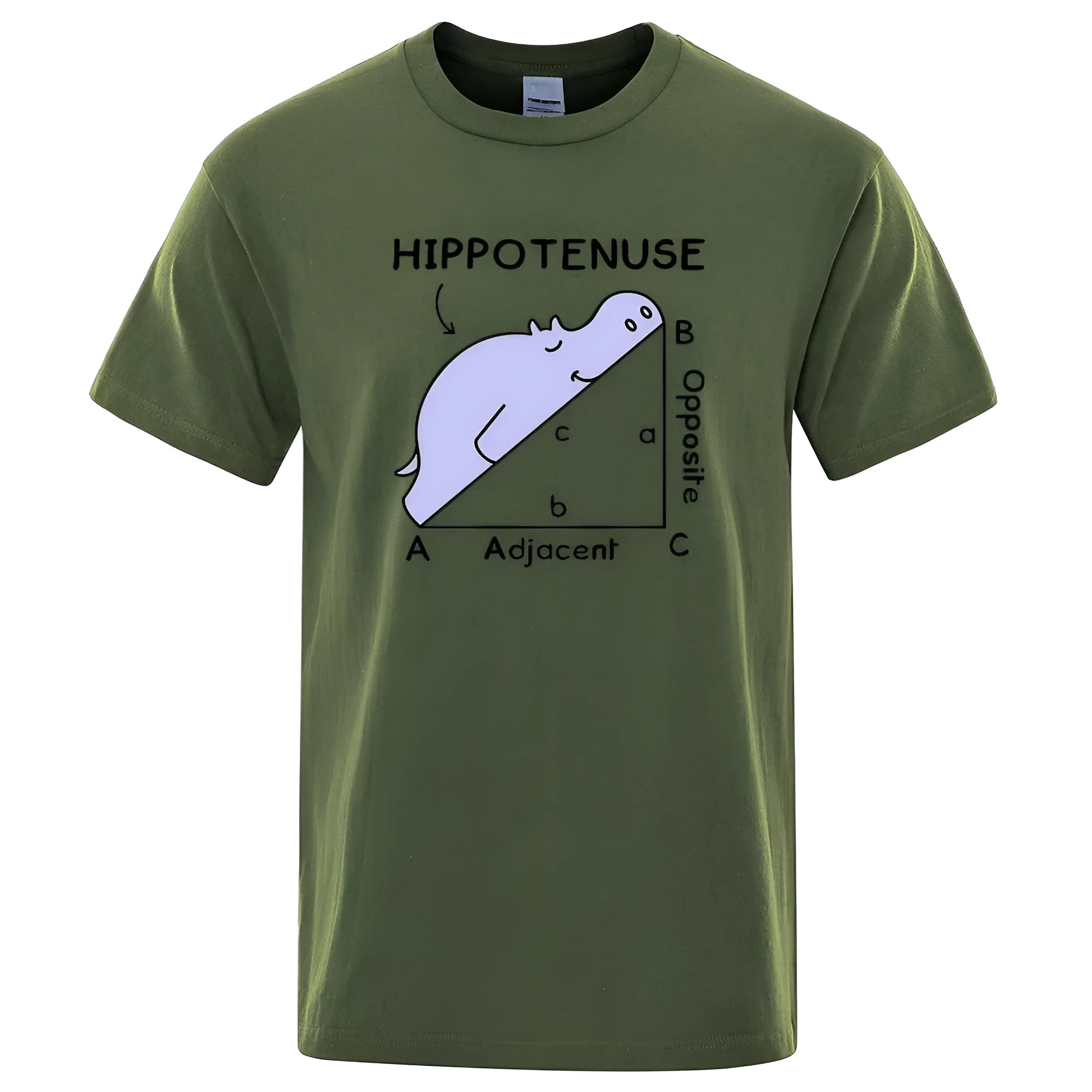 Cotton T-shirt with Hippotenuse Opposite Adjacent mathematics humour print in loose fit