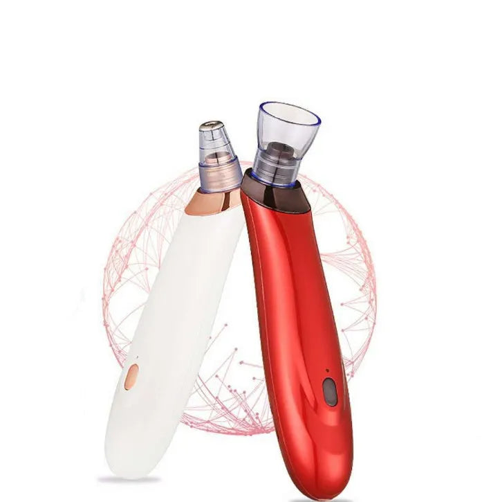 Electric blackhead remover device with interchangeable nozzles in black colour.