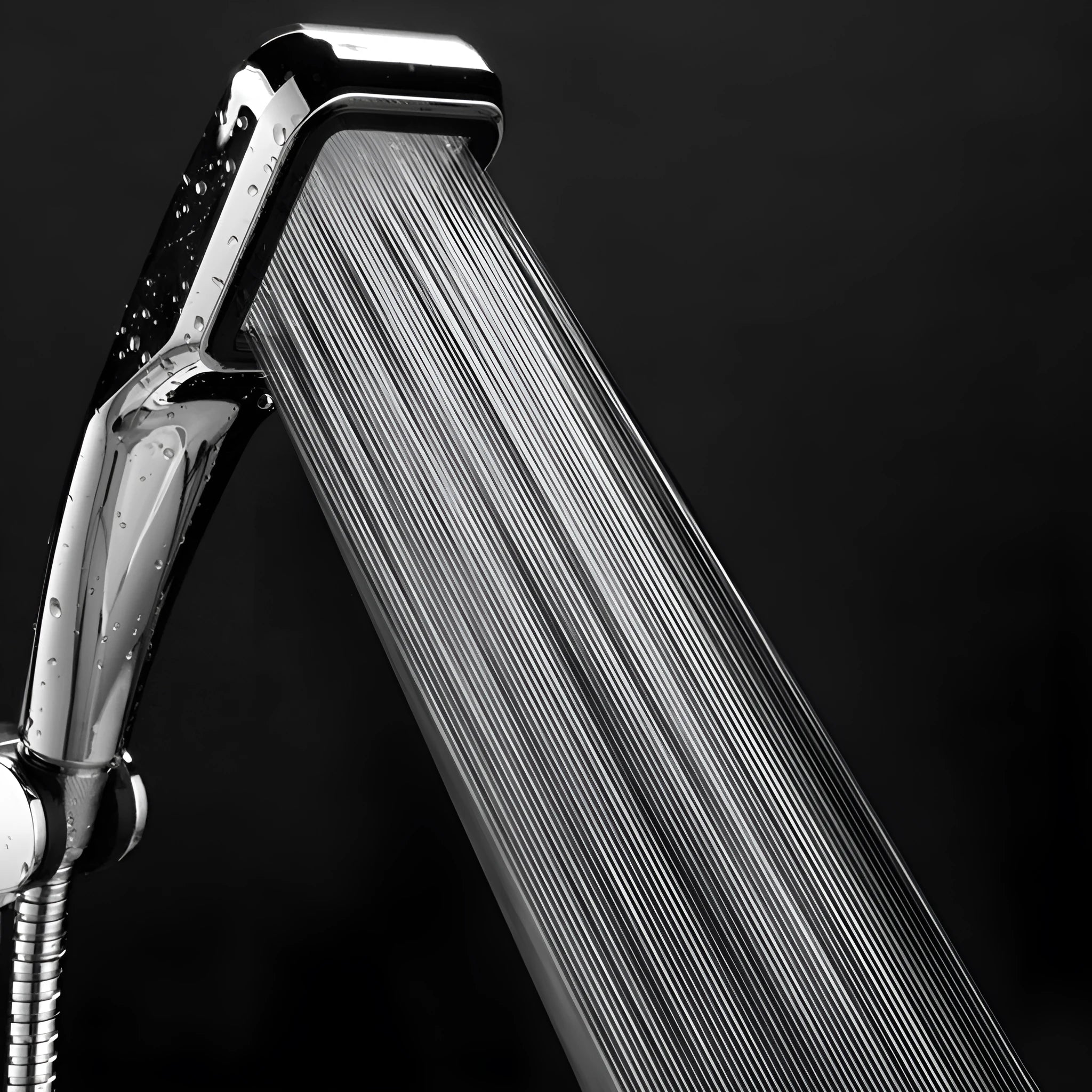 Orange hand-held pressurised shower set with rain function shower head and multiple connector options