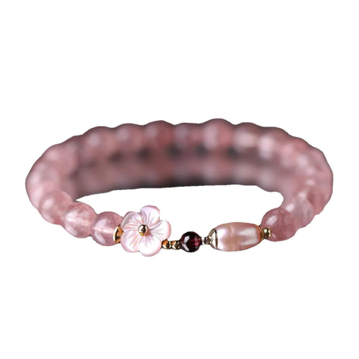 Strawberry quartz crystal flower bracelet casual jewellery accessory for women