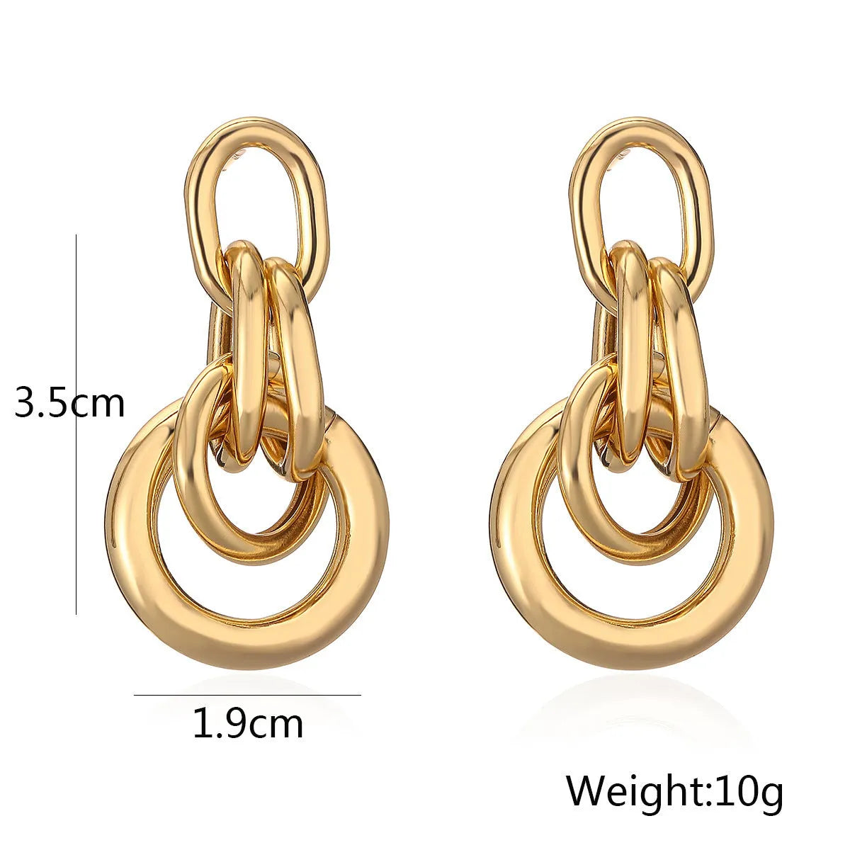 A pair of gold-coloured geometric earrings with an irregular, high-profile wild design for women.