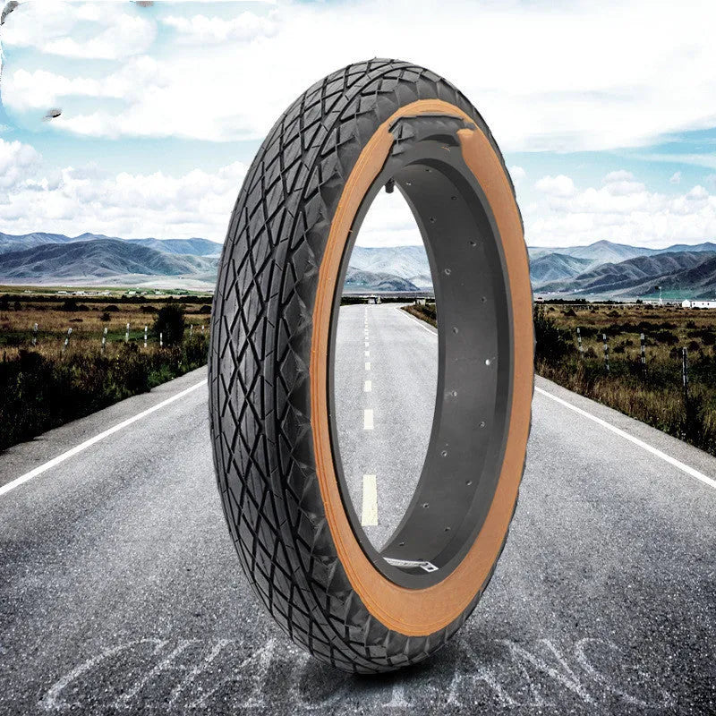 Brown skin edge rubber tyre for electric beach cars measuring 20 x 4.0 inches