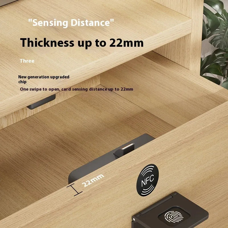 F079 punch-free invisible electronic drawer lock with keys for household and office storage