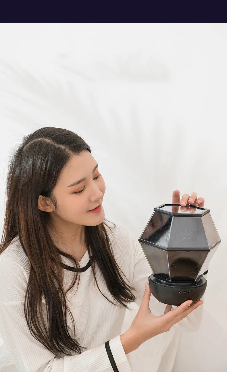 Children's rotating star night light with LED illumination and three colour modes