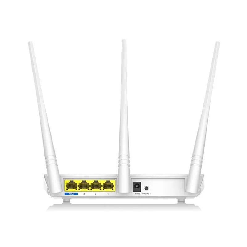 White dual-band wireless router for 2.4GHz and 5GHz broadband networks with wired connectivity