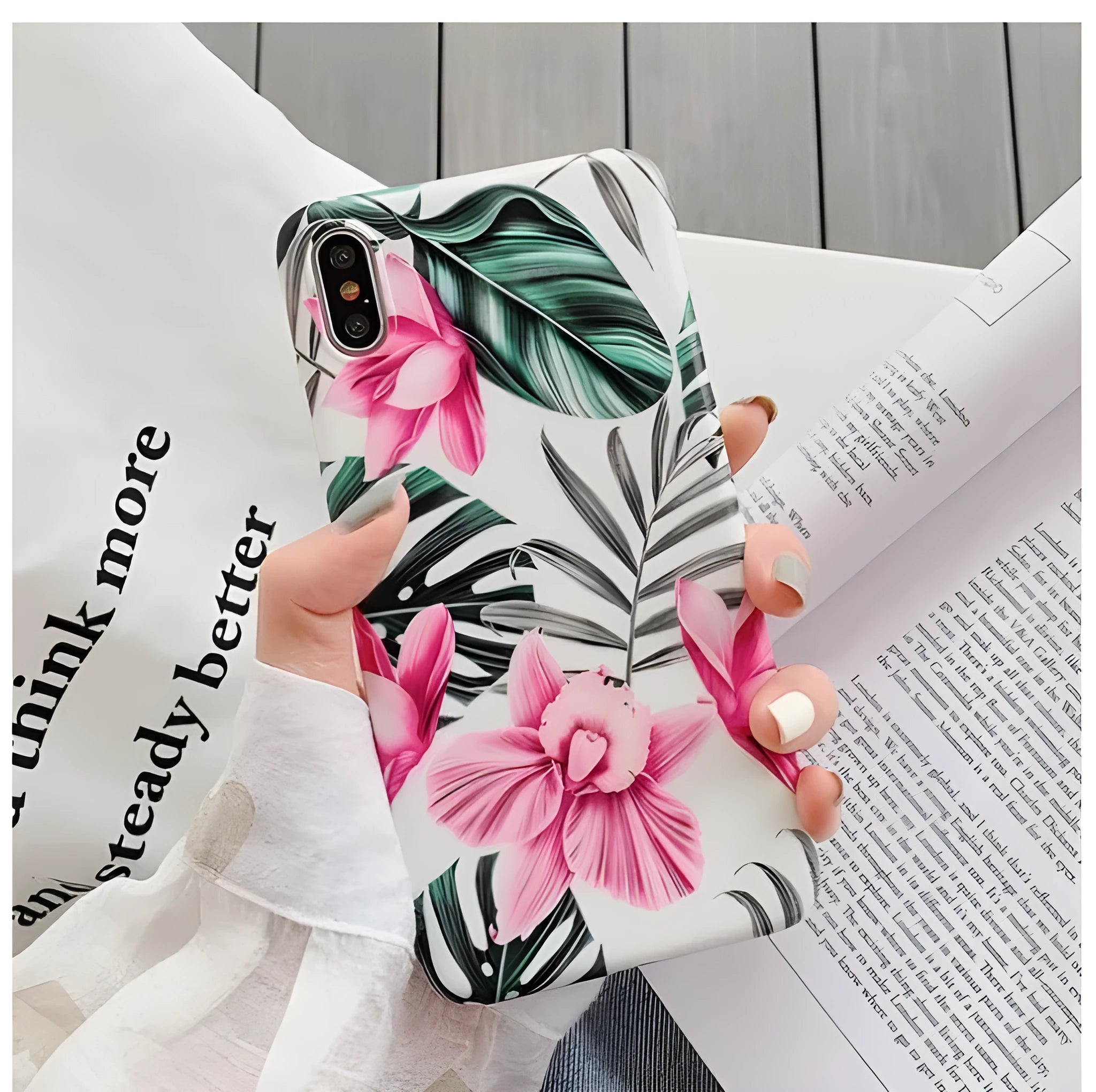 Pink floral pattern TPU back cover phone case for iPhone models