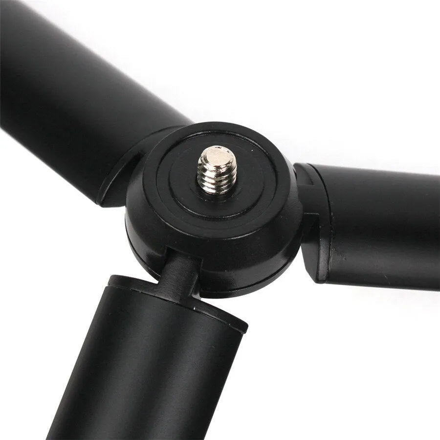 Black aluminium alloy mobile phone tripod with PTZ compatibility for Apple iPhone photography