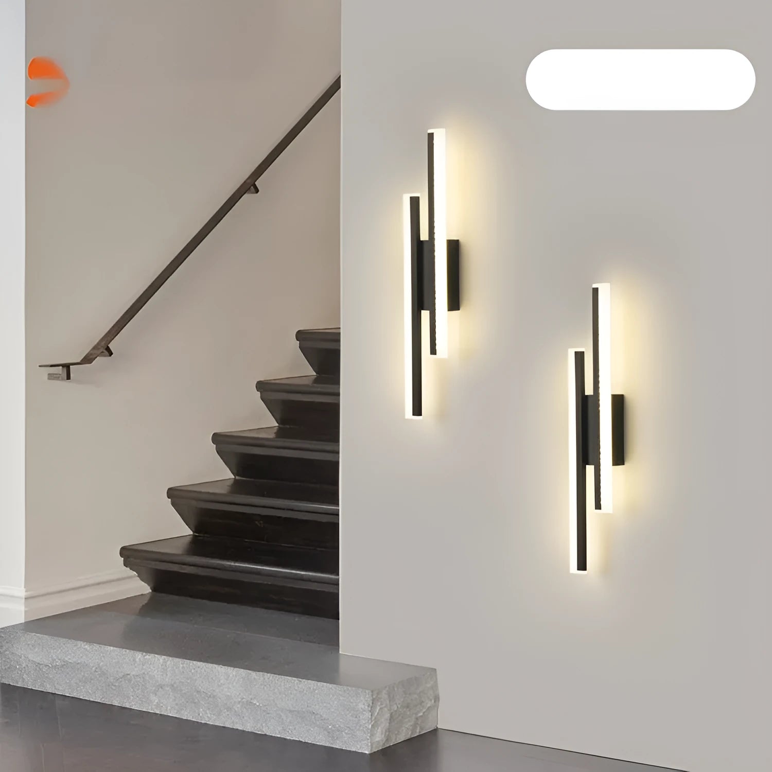 Gold finish double line wall lamp with modern design for hotel staircase lighting