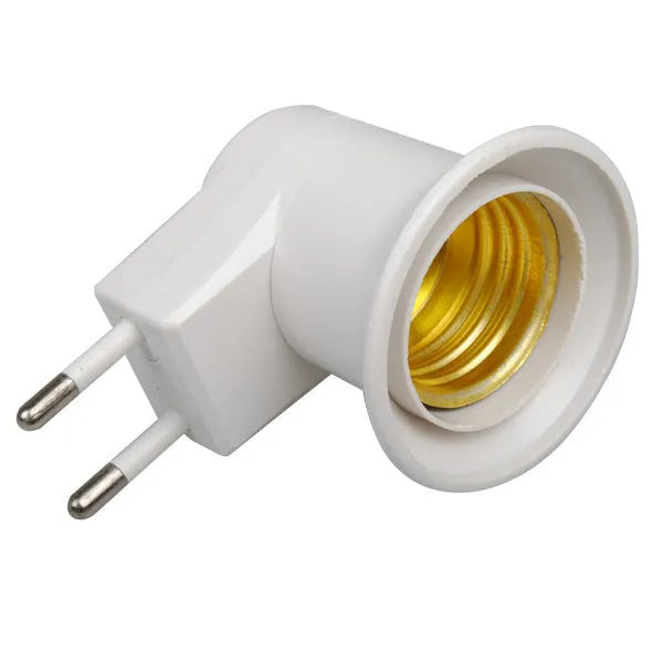 White E27 bulb socket adapter converter with wall plug-in screw lamp holder and integrated switch control