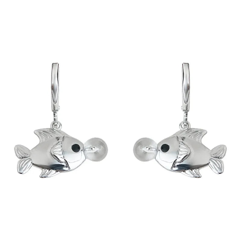 A pair of Bubble Fish design goldfish earrings made from copper with an electroplated finish.