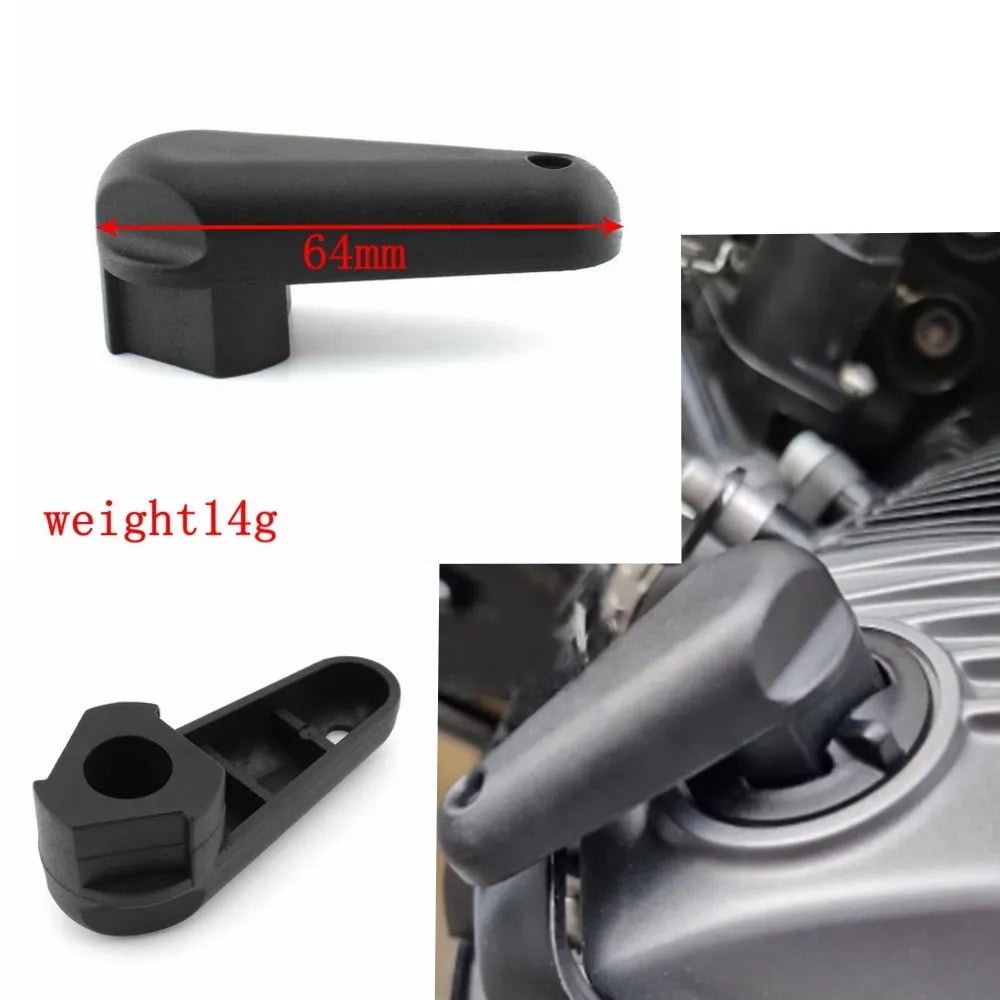 Black plastic quick-release wrench for BMW motorcycle engine oil cap