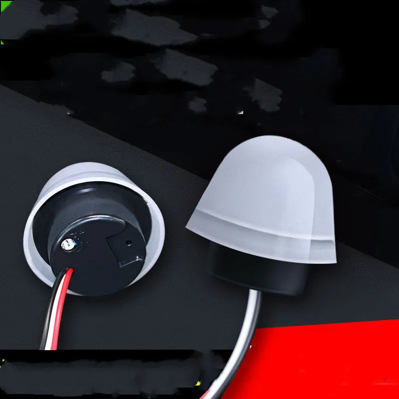 White outdoor automatic street lamp with sensor for garden and pathway lighting