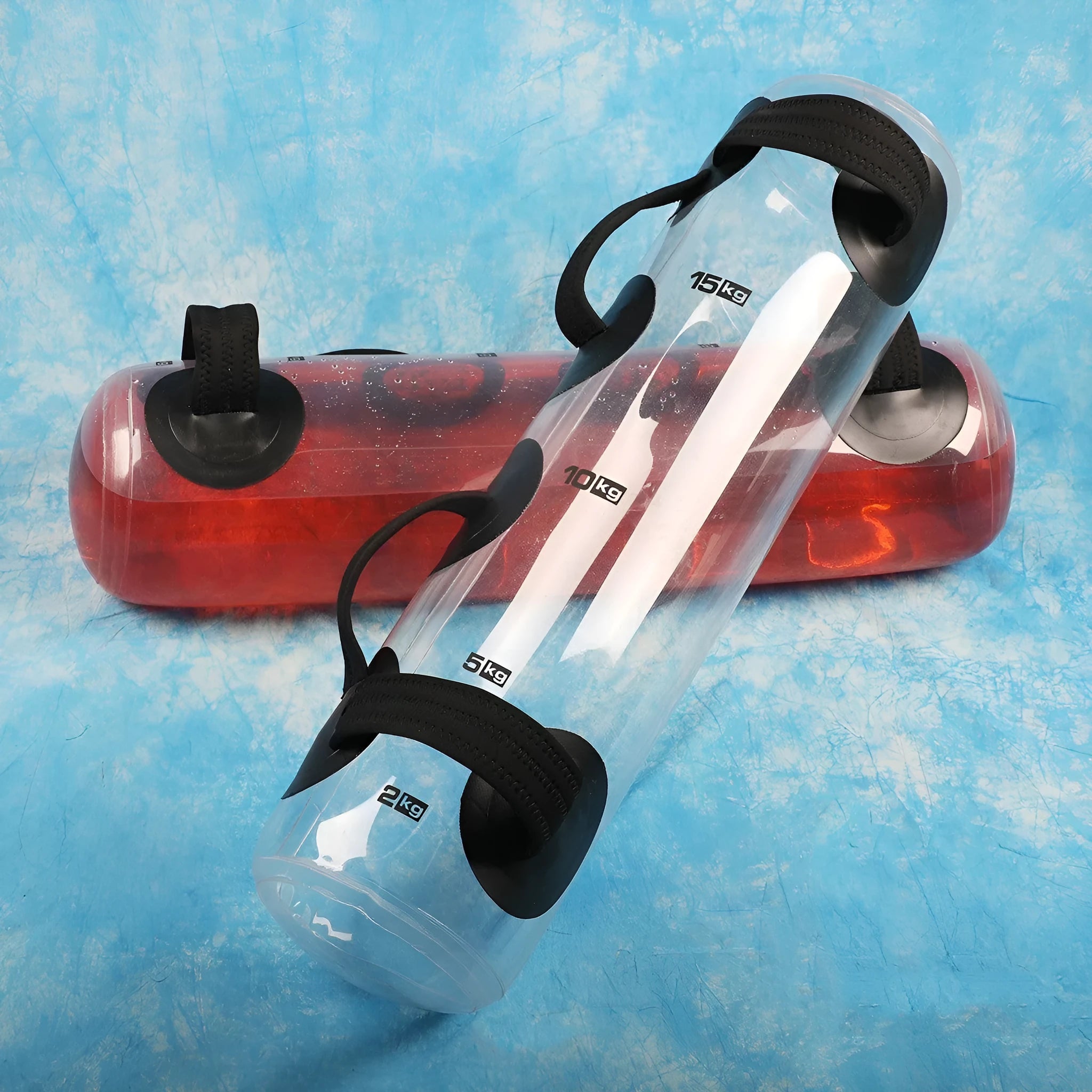 Transparent PVC inflatable water dumbbell bag for adjustable weight strength training