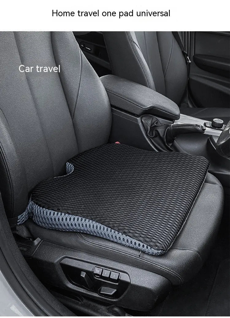 Memory foam hip cushion with fixed strap attachment in solid colour fabric