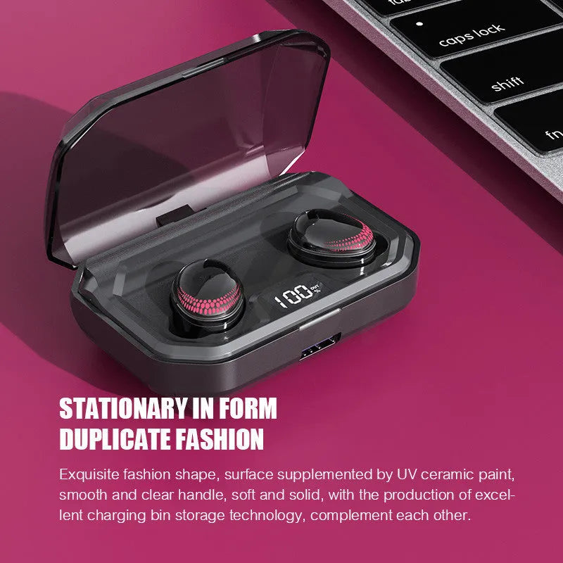 Black X10 Bluetooth wireless earbuds with a rectangular charging case.