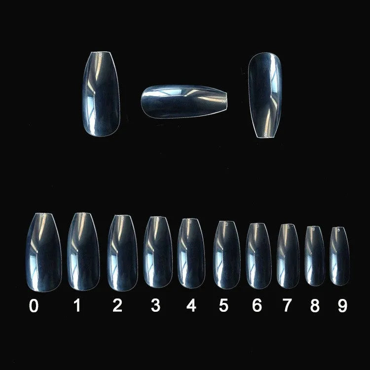 500 clear acrylic false nails in 10 sizes with natural transparent colour for professional or home nail applications