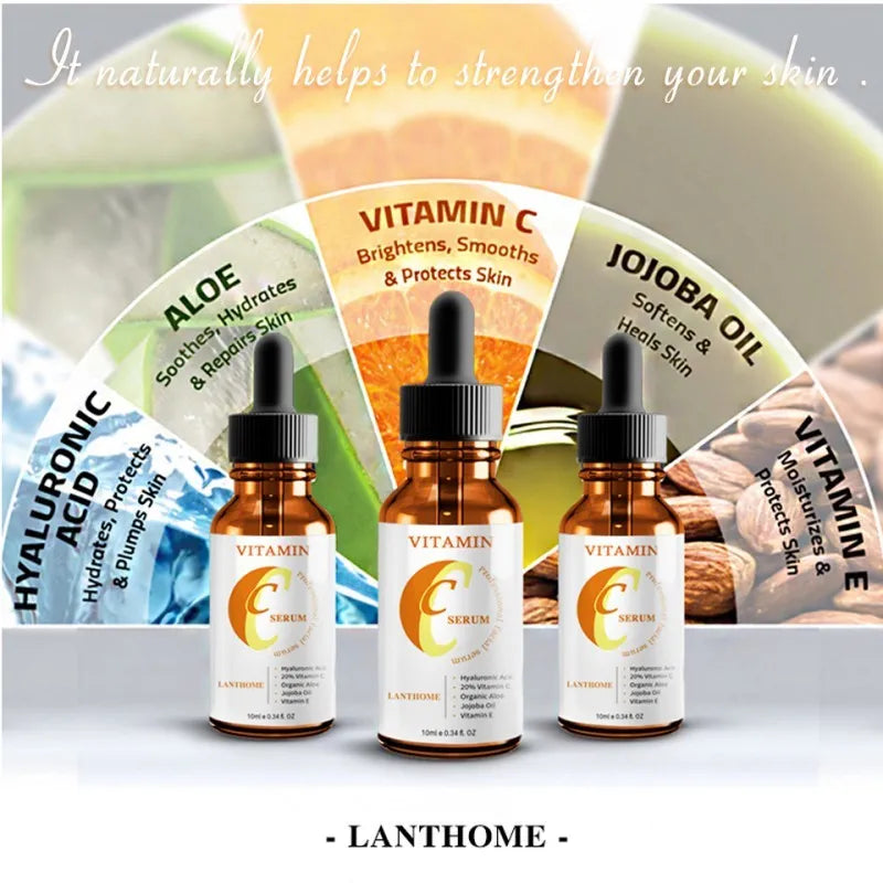 10ml bottle of Vitamin C Hyaluronic Acid facial serum for brightening and anti-ageing.